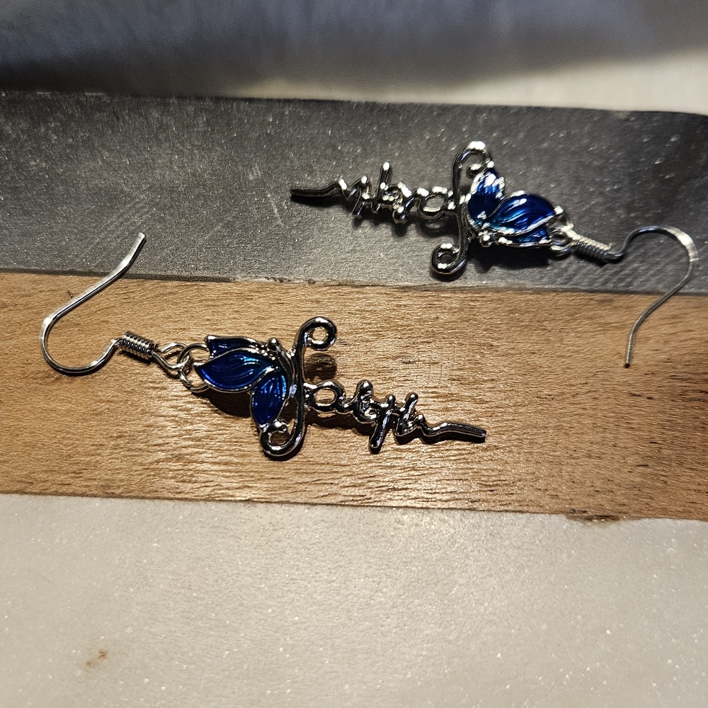 Beautiful Butterfly Faith Dangle Earrings - Picture 5 of 5
